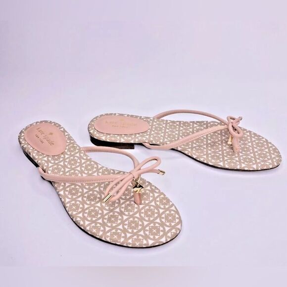 Kate Spade New York Sandal MISTIC Bow Pink NAPPA Leather- Size 9.5 - Picture 1 of 9